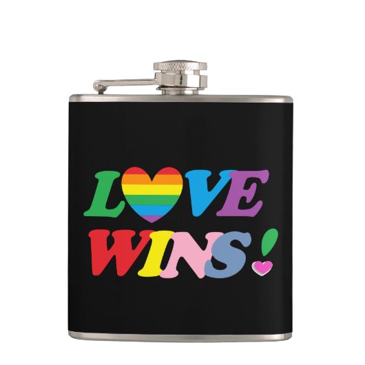 Rainbow Love Wins Heart Flask LGBT Flachmann (Vorderseite)