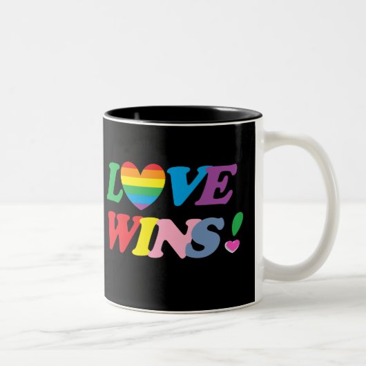 Rainbow Love Wins Heart LGBT Zweifarbige Tasse (Rechts)