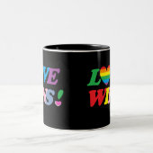 Rainbow Love Wins Heart LGBT Zweifarbige Tasse (Mittel)