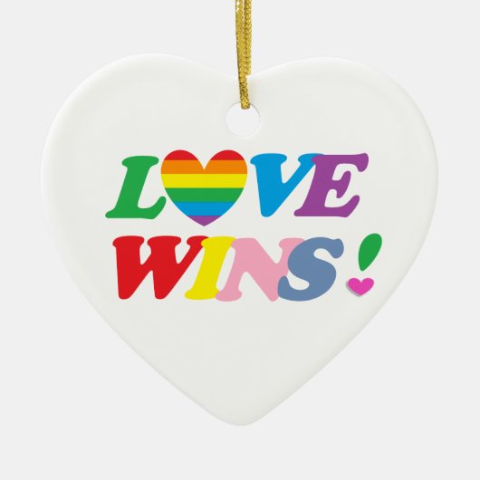 Rainbow Love Wins! LGBT Keramik Ornament (Vorne)