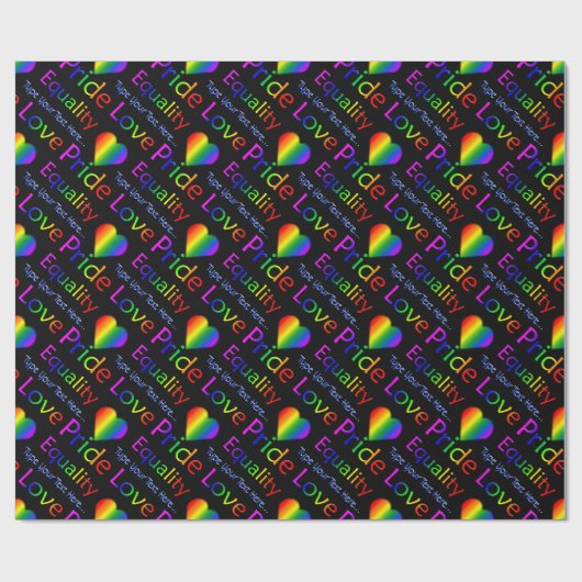 Rainbow Love Wrapping Paper Personalized Gay Pride Geschenkpapier (Flach)