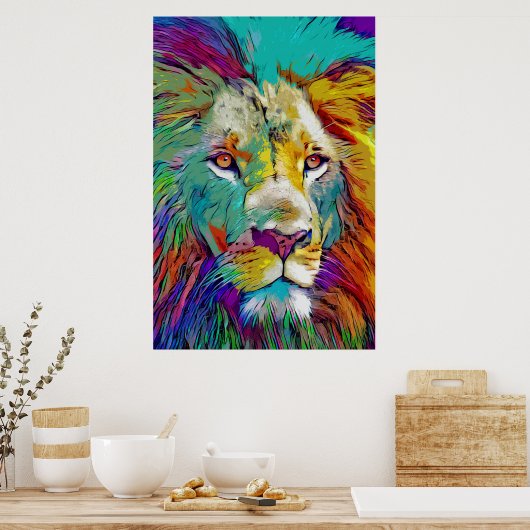 Rainbow Löwe Poster (Küche)