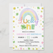 Rainbow Lucky Einladung zum ersten Geburtstag (Vorderseite)