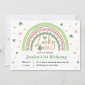 Rainbow Lucky Eins Geburtstag Einladung (Vorderseite)