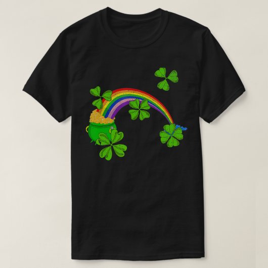 Rainbow Lucky Four Leaf Irish Kleeblatt St Patrick T-Shirt (Design vorne)
