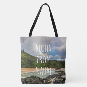 Rainbow Lumaha'i Beach, Kauai, Hawaiian Beach Bag Tasche