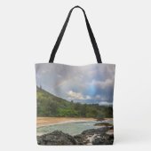 Rainbow Lumaha'i Beach, Kauai, Hawaiian Beach Bag Tasche (Rückseite)