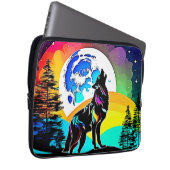 Rainbow Lunar Wolf Howl Art Laptopschutzhülle (Vorne Rechts)