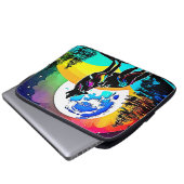 Rainbow Lunar Wolf Howl Art Laptopschutzhülle (Vorne Knopf)