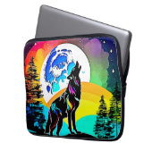 Rainbow Lunar Wolf Howl Art Laptopschutzhülle (Vorderseite Links)