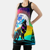Rainbow Lunar Wolf Howl Art Schürze (InSitu)