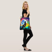 Rainbow Lunar Wolf Howl Art Tasche (Am Model)