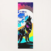 Rainbow Lunar Wolf Howl Art Yogamatte (Rückseite)