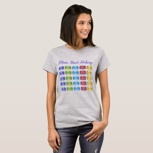 Rainbow Macaron Cookies Französisches Konditorgebä T-Shirt (Vorne ganz)