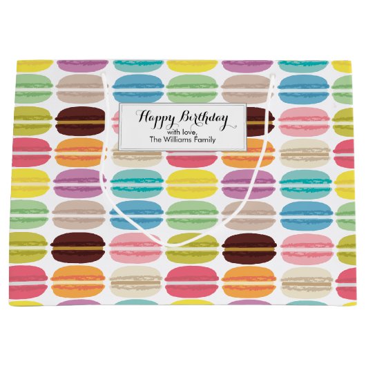 Rainbow Macarons Muster Personalisiert Große Geschenktüte (Vorderseite)