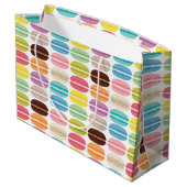 Rainbow Macarons Muster Personalisiert Große Geschenktüte (Rückseite Schrägansicht)