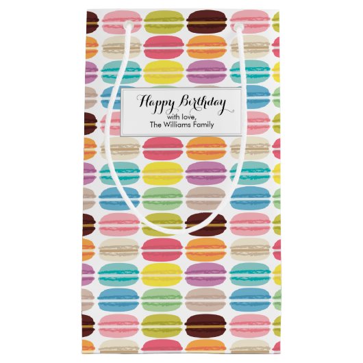 Rainbow Macarons Muster Personalisiert Kleine Geschenktüte (Vorderseite)