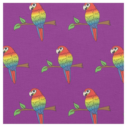 Rainbow Macaw Parrots Niedliche Vögel Stoff (Nahaufnahme)