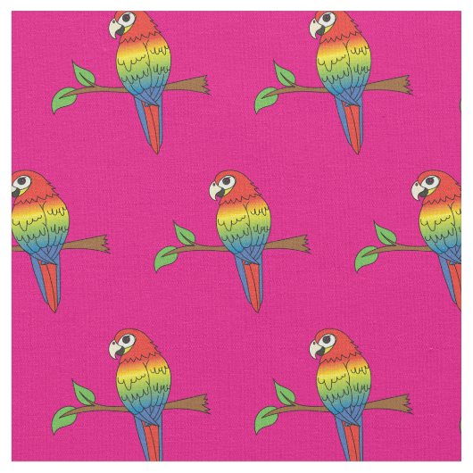 Rainbow Macaw Parrots Niedliche Vögel Stoff (Nahaufnahme)