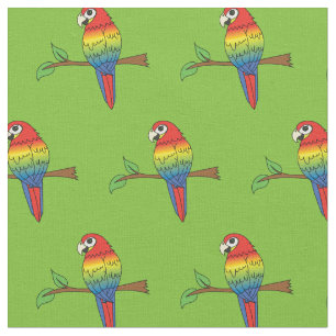 Rainbow Macaw Parrots Niedliche Vögel Stoff