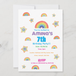 Rainbow Magic Childrens Birthday Invitation Einladung