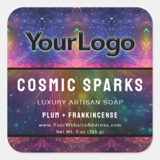 Rainbow Magic Cosmic Galaxy Artisan Produktlabels Quadratischer Aufkleber