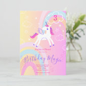 Rainbow Magic Unicorn Birthday Party Invitation Einladung (Stehend Vorderseite)