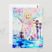 Rainbow Magical Fox Fairy Blume Fantasy Art Postkarte (Vorne/Hinten)