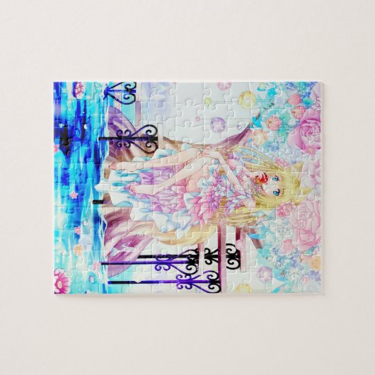 Rainbow Magical Fox Fairy Blume Fantasy Art Puzzle (Horizontal)