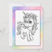 Rainbow magisches chibi Girl Unicorn 5. Geburtstag Einladung (Rückseite)