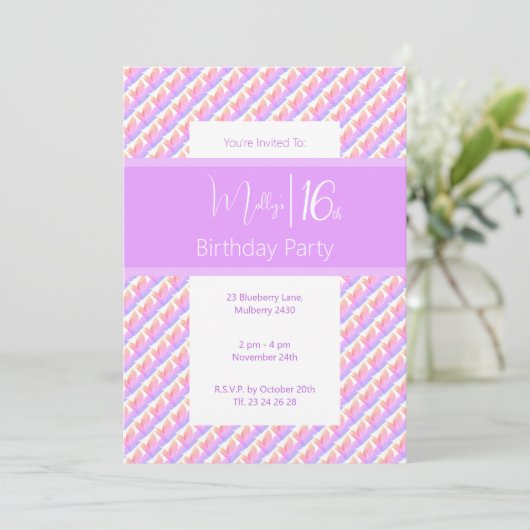 Rainbow Magnolia Lila Sweet 16. Geburtstag Einladung (Stehend Vorderseite)