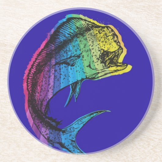 Rainbow Mahi Mahi auf Ocean Blue Getränkeuntersetzer (Vorne)