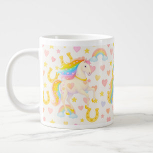 Rainbow-Mähne-Pferde-Kaffeetasse — Cooper & Cody Jumbo-Tasse