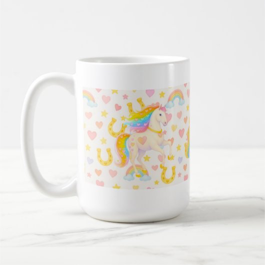 Rainbow-Mähne-Pferde-Kaffeetasse — Cooper & Cody Kaffeetasse (Links)