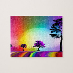 Rainbow Main Street durch Abstrakte Stadt Puzzle