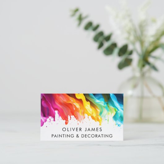 Rainbow-Malerei Splash-Künstler Dekorator oder Mal Visitenkarte (Stehend Vorderseite)