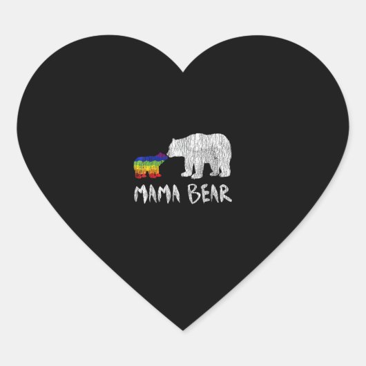 Rainbow Mama Bear Love Support Prix Herz-Aufkleber (Vorderseite)