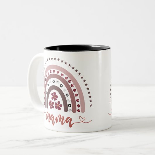 Rainbow Mama Graphic Retro Design Tasse (Vorderseite Links)