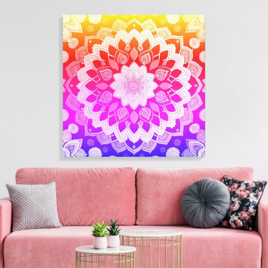 Rainbow Mandala Abstrakte Kunst Leinwanddruck (Insitu (Wohnzimmer))