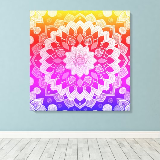 Rainbow Mandala Abstrakte Kunst Leinwanddruck (Insitu (Holzboden))