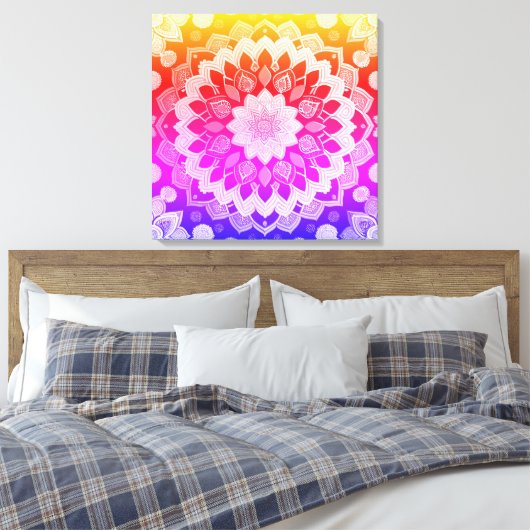 Rainbow Mandala Abstrakte Kunst Leinwanddruck (Insitu (Schlafzimmer))