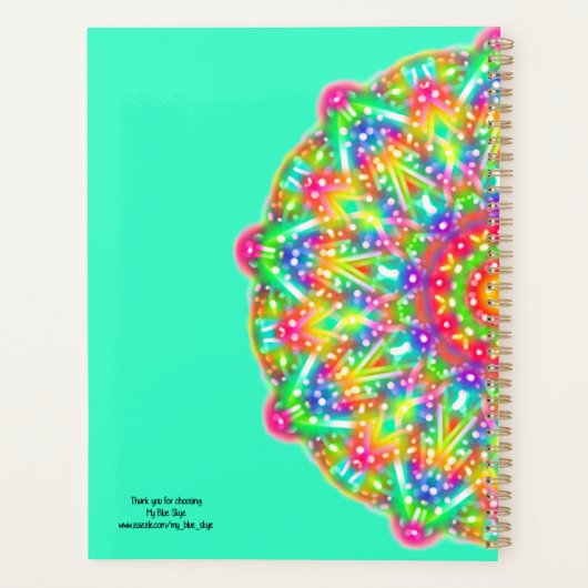 Rainbow Mandala Aqua Boho Planner Planer (Rückseite)