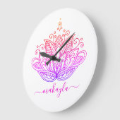 Rainbow Mandala Blume Bohemisch Große Wanduhr (Winkel)