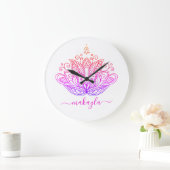Rainbow Mandala Blume Bohemisch Große Wanduhr (Zuhause)