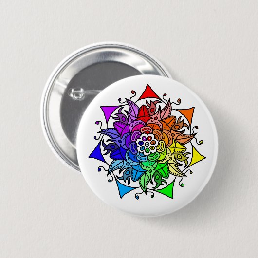 Rainbow Mandala Button (Vorne & Hinten)