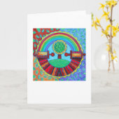 Rainbow Mandala Grußkarte Karte (Gelbe Blume)