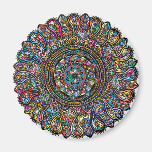 Rainbow Mandala Indian Magnet