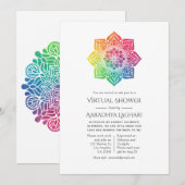 Rainbow Mandala Indian Virtual Shower Einladung (Vorne/Hinten)