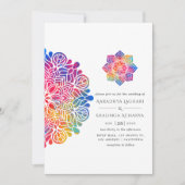 Rainbow Mandala Indian Wedding Einladung (Vorderseite)