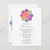 Rainbow Mandala Indian Wedding Guest Details Begleitkarte (Vorne/Hinten)